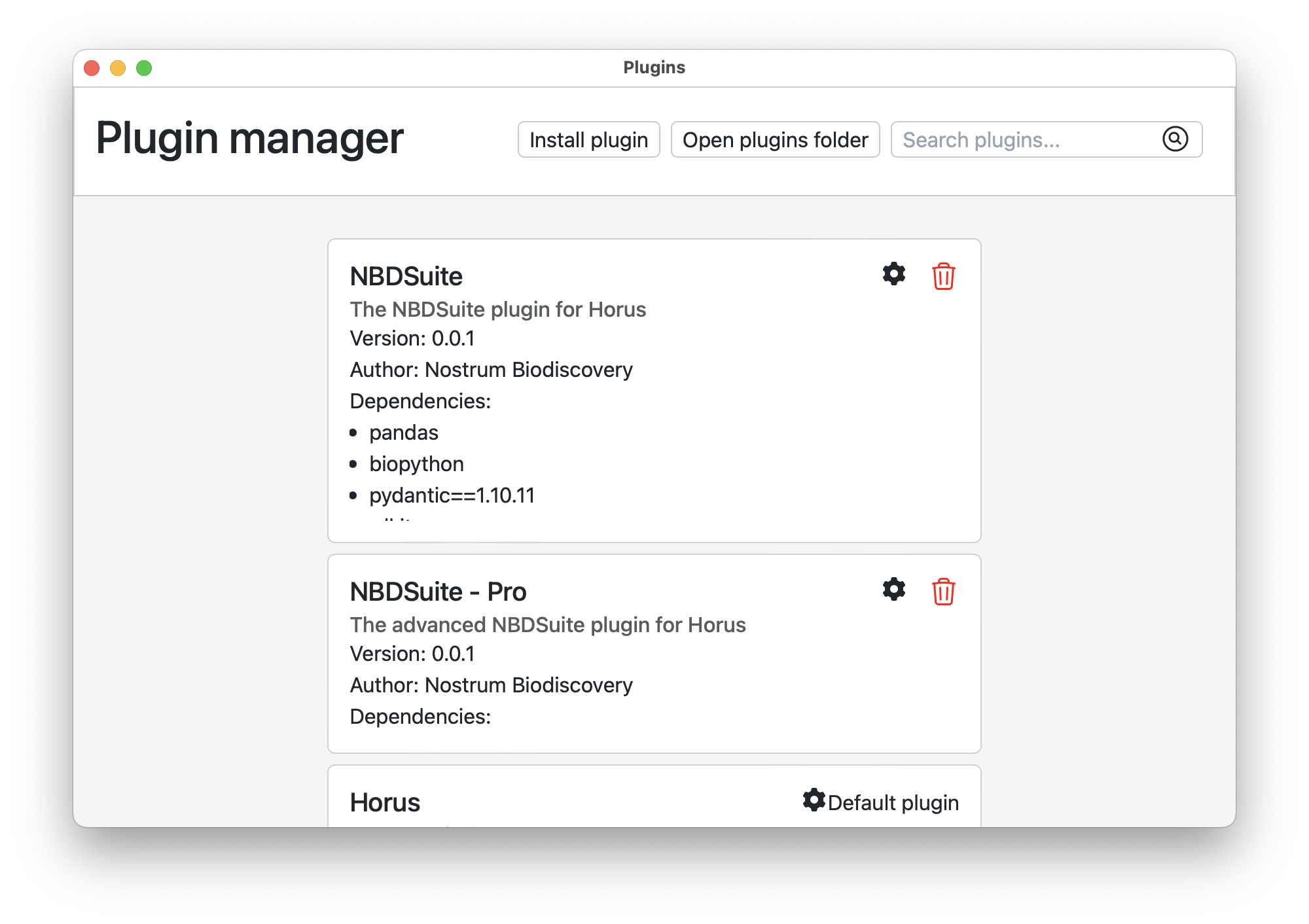 Plugin Manager window with installed plugins.